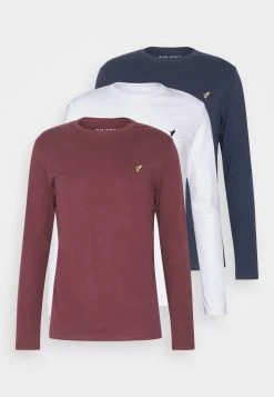 Pier One 3 Pack Unisex - T-Shirt À Manches Longues - White/Dark Blue/Bordeaux -Pier One Boutique 00fb62a16a384865a8c2dc59b9b45b3a