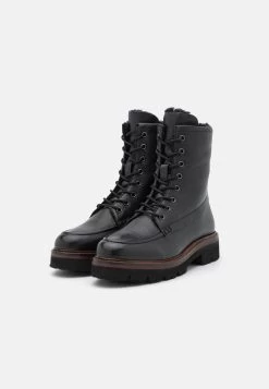 Pier One Leather Winter Boot - Bottines À Lacets - Black -Pier One Boutique 4eba4b3ac1c240ad90bc34ac13616347