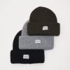 Pier One Unisex 3 Pack - Bonnet - Black/Grey/Khaki