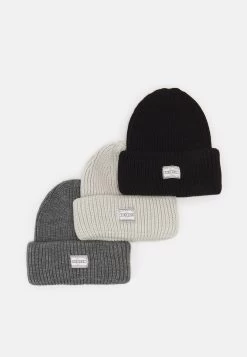 Pier One Unisex 3 Pack - Bonnet - Black/Dark Grey/Off-White